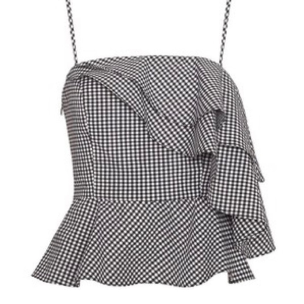 Intermix Gingham Asymmetrical Peplum Top